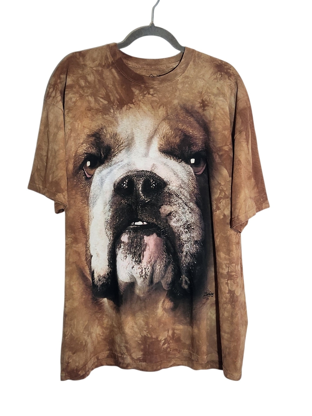 The Mountain Brown Tie Dye Bulldog Face Tee Size XL